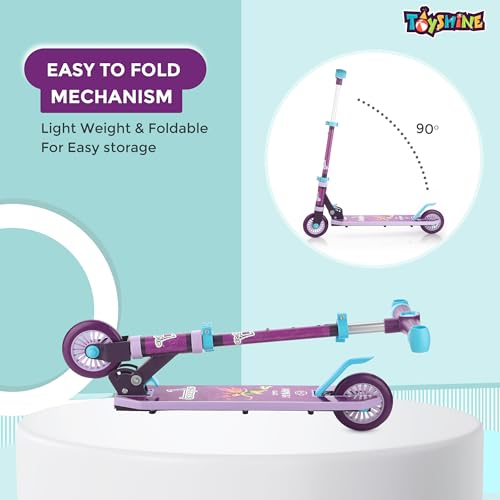 Image of Toyshine Jumbo 2 Wheel Runner Scooter with Anti Slip ABS Base Aluminium Structure Height Adjustable Handlebar Foldable Max Load 50kg for Boys and Girls Ages 4 and Above - Purple