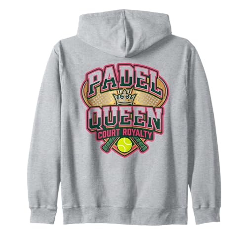 Padel Queen Court Royalty Rackets Crown Design Zip Hoodie