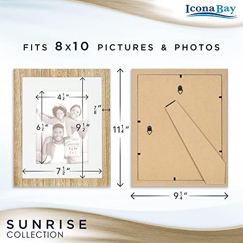 Icona Bay 8X10 Mat To 5X7 Picture Frames (Ash Brown, 5 Pack) Solid One-Piece Wood Composite, Modern Farmhouse Set, Sunrise Collection #TOP1