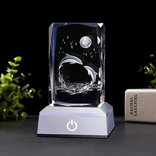 ERWEI Dolphin Gifts for Mom 3D Crystal Dolphin Figurine Statue for Room Decor Romantic Anniversary Birthday Gift for Wife Women Dolphin Lovers Multicolor Dolphin Night Lamp Mothers Day Gift