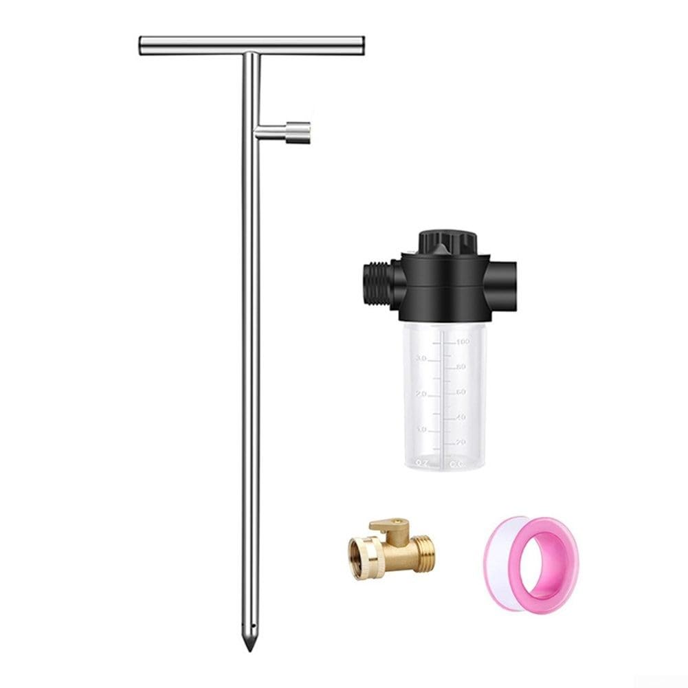 Stainless Steel Deep Root Watering Tool, 32 Inch Tree Irrigation Wand with T-Handle for Shrubs Fruit Plants, Rustproof Garden Hose Attachment for Targeted Soil