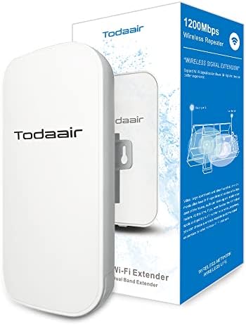 TODAAIR Outdoor WiFi Extender，WiFi Booster and Signal Amplifier，Internet Booster，Wireless Bridge，Up to 1200Mbps Dual Band WiFi Repeater ，Covers Up to Least 3440 Sq. ft and 30 Devices