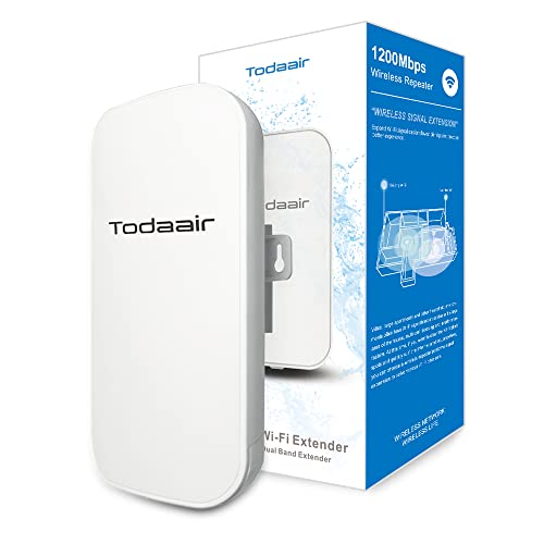Todaair Outdoor Wifi Extender，Wifi Booster And Signal Amplifier，Internet Booster，Wireless Bridge，Up To 1200Mbps Dual Band Wifi Repeater ，Covers Up To Least 3440 Sq. Ft And 30 Devices #TOP11