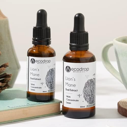 Organic Lion's Mane Mushroom, Double Extract Liquid Tincture, 50ml, EU & Soil Association Organic Certified, Manufactured in Finland