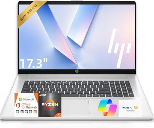 Image of HP 17.3 Inch Business Laptop Computer • 2026 Edition • AMD Ryzen 5 7430U • 8GB RAM • 256GB SSD • Full HD Display • Windows 11 • Wi-Fi 6 • Large Screen for Home • Office & Study