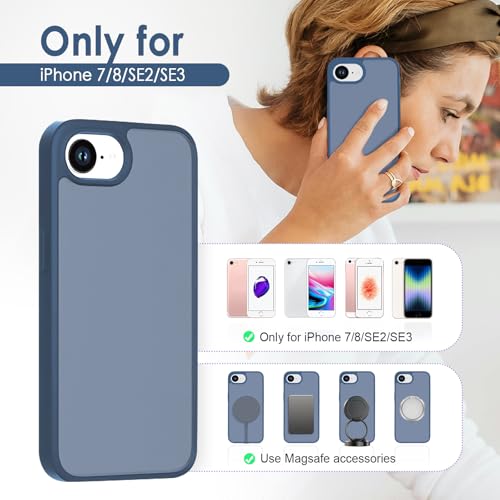 Image of TENOC Phone Case Compatible with iPhone SE (2nd 2020 and 3rd 2022 Generation) & iPhone 7 & iPhone 8, Dark Blue Case Translucent Protective Bumper Matte Hard Back Cover for 4.7 Inch