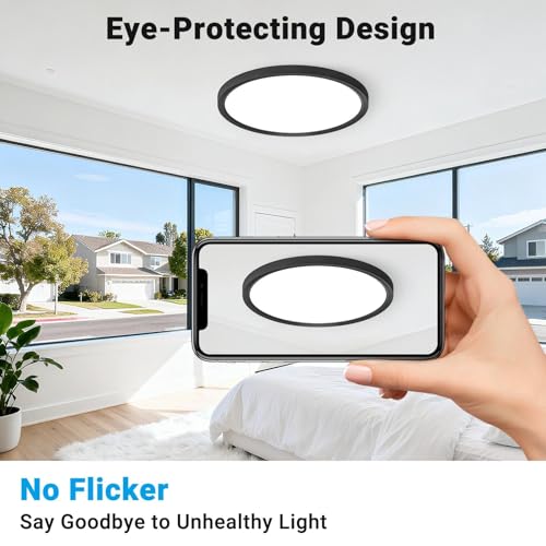 Fairdeer 4 Pack LED Flush Mount Ceiling Light,12Inch 24W,Black by Fairdeer - Used condition - Image 5
