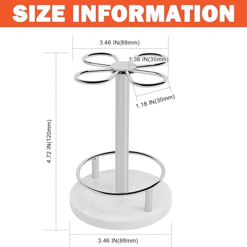 Image of Toothbrush Holder Stand for Bathroom, Metal Toothbrush Organizer with Marble Base, Toothbrush Storage Collection for Family, Suitable for Home Hotel Countertop Vanity (Small, Chrome Finish)