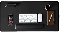 Mouse Pad Grande 90x40cm KingPad Couro Ecológico Preto – Desk Pad Antiderrapante para Escritório, Home Office, Estudo – Tapete de Mesa Resistente à Água