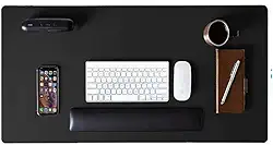 Mouse Pad Grande 90x40cm KingPad Couro Ecológico Preto – Desk Pad Antiderrapante para Escritório, Home Office, Estudo – Tapete de Mesa Resistente à Água