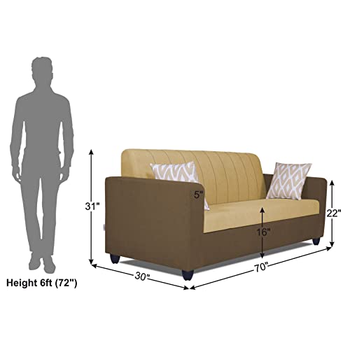 Image of Adorn India Rio Highback 3 Seater Sofa (Brown & Beige) (3 Year Warranty)