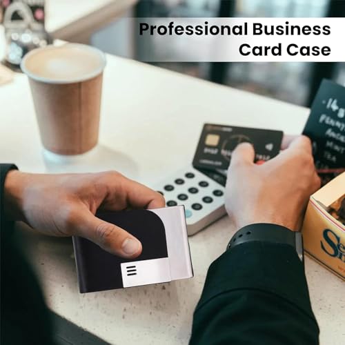 Image of FELSTAR Customized /Personalized Card Holder with Name Engraved, Leather Professional Business Visiting Card Holder /Credit Card Holders Men, Women Day Gift, Corporate Gift for Employees (Black03)