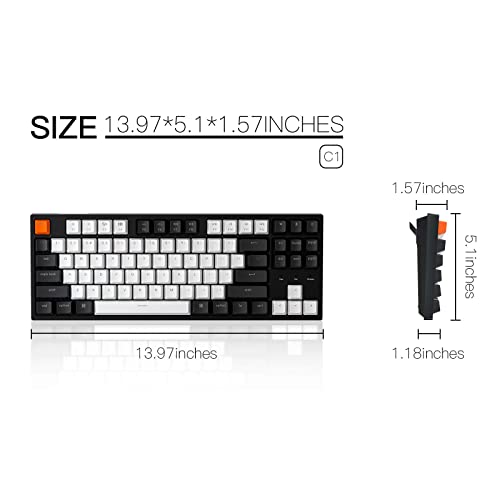 Image of Keychron C1 Mac Layout Wired Mechanical Keyboard, Gateron Red Switch, Tenkeyless 87 Keys ABS keycaps Computer Keyboard for Windows PC Laptop, White Backlight, USB-C Type-C Cable
