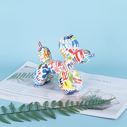 Creative Graffiti Balloon Dog Sculpture, Modern Color Art Balloon Dog Statue, Modern Abstract Balloon Dog Figurines, Resin Balloon Dog Animal Decor, Suitable For Home Desktop Office Study Shelf Decor #TOP3