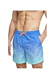  GUESS Maillot de bain Short Swimtrunk Medium Degrade Palms F3GT23WO07F, bleu, L