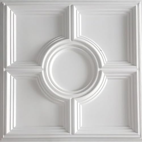 Image of Kayra Decor PVC Ceiling Panel 60x60 cm|Regal Medallion Design|White|25 Tiles Cover 100 Sq Ft| Modern False Ceiling|Royal & Elegant Finish