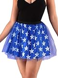 TWINKLEDE 4th of July Star Tutu Skirt Blue Independence Day Tulle Tutus Patriotic Costume Skirts for Women