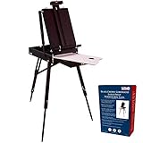 U.S. Art Supply Coronado Black Cherry Easel, Large Adjustable Wooden French Style Field and Studio...