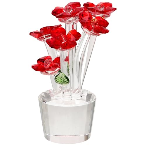 Flor de cristal rojo Cabilock base plana que evita caídas en mesas 2