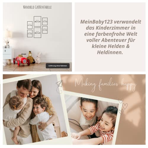 MeinBaby123® Plakat do pokoju dziecięcego, zestaw 6 plakatów DIN A4, obrazy ścienne z sentencją, tęcza, dekoracja pokoju dziecięcego dla dziewczynek i chłopców, dekoracja do pokoju dziecięcego
