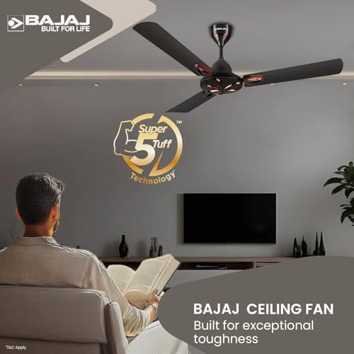 Image of Bajaj Novella Armor Series BLDC 1200mm Premium Ceiling Fan| Energy Efficient | Silent & Premium | 5 stars BLDC Rating | RF Remote, Memory Backup, Timer | 2 YEARS Warranty (RUSTIC BROWN,Pack Of 1)
