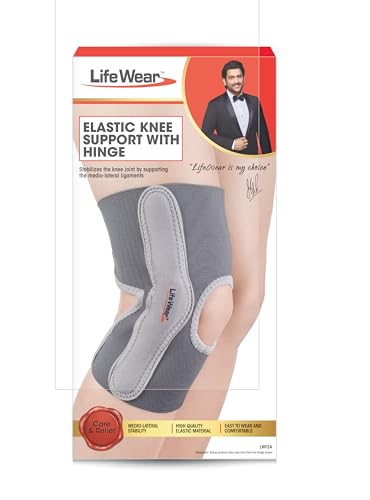 Image of Life Wear Elastic Knee Support with Hinges, Wrap-Around Design for Mild to Moderate Knee Instability, Medio-Lateral Hinges for Stability, Adjustable Fit for Comfort and Support, Size (L)