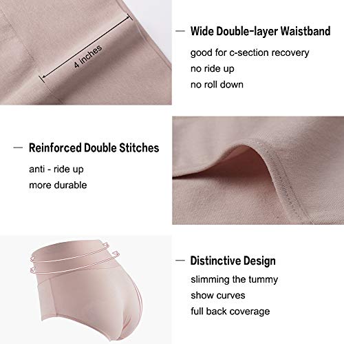 Image of Innersy Women's 5 Pack High Waist Tummy Control Solid Color Cotton Briefs Panties