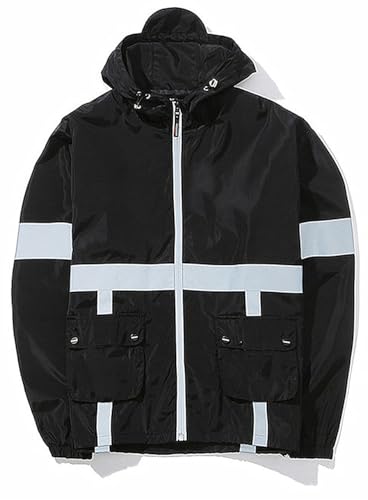 Image of perdontoo Mens Casual Windbreakers Lightweight Drawstring Hooded Jackets