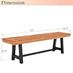 Sophia & William 63" Outdoor Wood Bench Weatherproof, Teak Finish, 2 Pack - Image 3