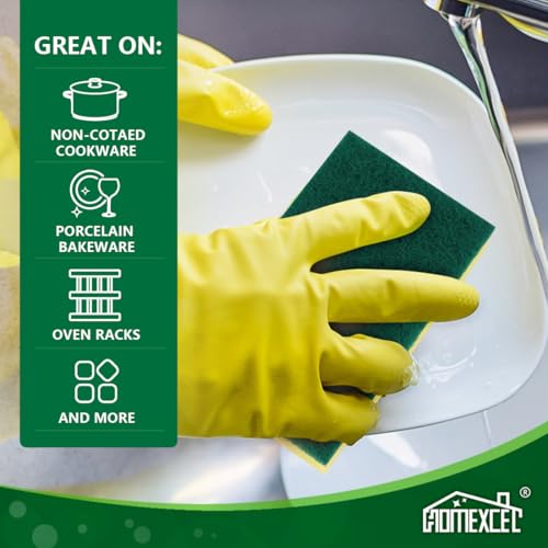 Image of HOMEXCEL Heavy Duty Scrub Sponges Kitchen 60 Count, Extra-Large Sponges for Cleaning Kitchen and Household, Dish Scrubber for Washing Dishes, Pots and Pans