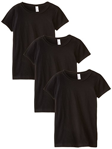 Image of Clementine Apparel Girl's 3 Pack Short Sleeve T Shirts Crew Neck Casual Soft Tees Top - Sizes 3-16