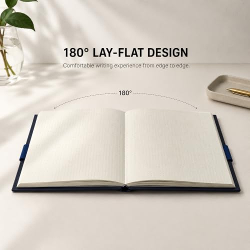 Image of BRYT A5 Dot Grid Notebook | Hardcover Diary, 192 Pages, 80 GSM, No-Bleed Thick Paper | 180 Degree Lay Flat Dotted Notebook for Designers, Architects, Professionals, Office Use & School Use (Blue)
