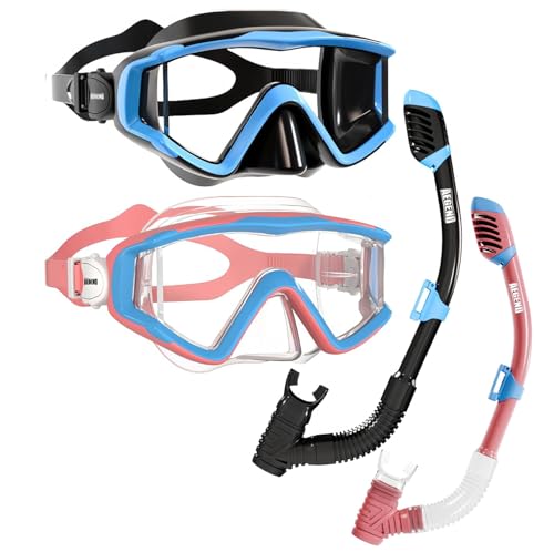 Aegend Snorkeling Gear for Adults - Anti-Fog Mask with Latest Top Dry Valve