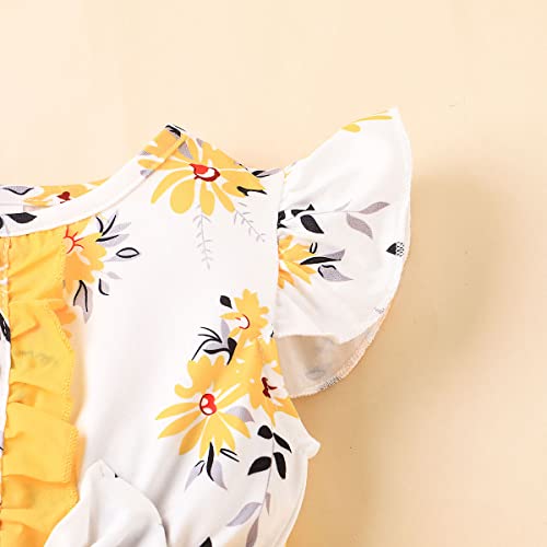 Onththr Toddler Baby Girls Tutu Dress Ruffle Sleeveless Splicing Floral Princess Dresses Summer Clothes Outfits (12 Months, Yellow) #TOP3