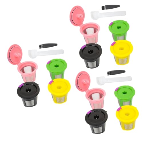 Uonlytech 12pcs Reusable Espresso Filter for Coffee Machines Compatible Cup Easy to Clean Permanent Coffee Filters Spoon and Brush Accessories for Enthusiasts