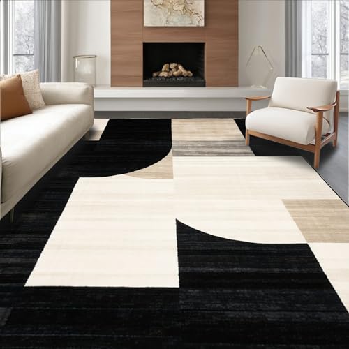Tapete decorativo moderno 5x7 negro y beige miniatura 1