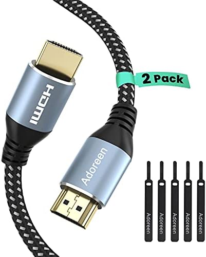 Adoreen 4K HDMI Cable 20 feet/2 Pack, High Speed 18Gbps HDMI 2.0 Cable (1.5-60ft), HDR HDCP 3D 4K@60Hz 2K,1080P, ARC Ethernet, Braided Cord,Compatible Monitor UHD TV PC PS3 PS4 with 5 Ties