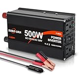 Sunivora 500 Watt Car Power Inverter 12V DC to 110V/120V AC Converter 1000W Peak, 2...
