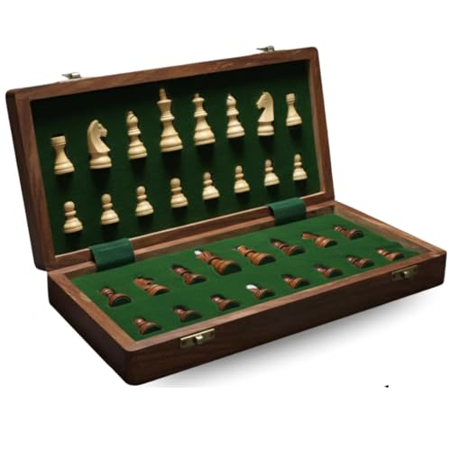 Image of 10 inch Premium Handcrafted Wooden Magnetic Chess Board Set, Folding Wooden-Style Chess Game for Kids & Adults, Strong Magnetic Pieces, Smooth Board, Travel-Friendly, Perfect for Learning