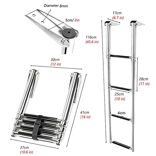 Escalera Plegable de 4 Peldaños para Piscina y Barco miniatura 2