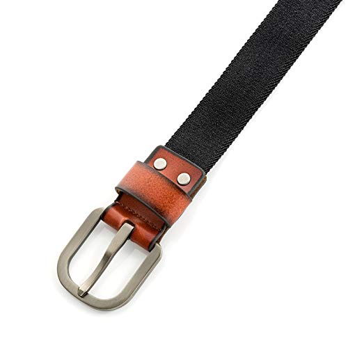 Men’s Elastic Belt, Leather Front - Adjustable Stretch Strap - by Marino Ave2