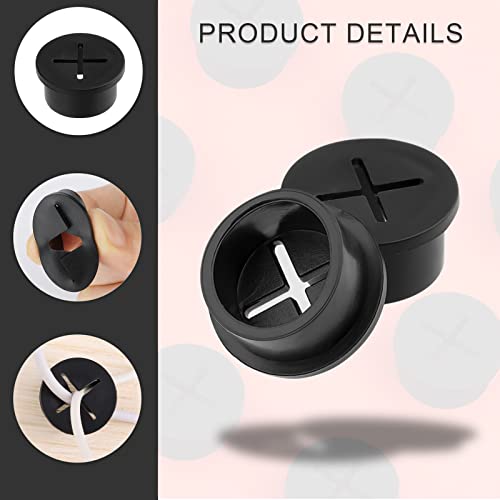 12 Stück 20mm Kabeldurchführung Gummi, Kabeldurchführung Tisch Lochabdeckung Kabel Organizer Kreuzhohl Stil Draht Halter für Schreibtisch Büro Zuhause Schule (Schwarz)