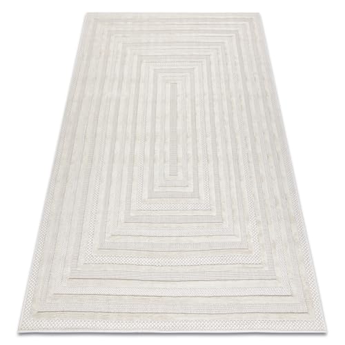 rugsx Santo Sisal 0999 - Alfombra geométrica (160 x 220 cm), color blanco y blanco