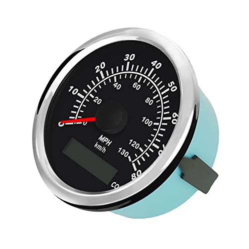 Compteur de vitesse GPS 85 mm 0-80 MPH étanche noir et inox pour bateau - 3