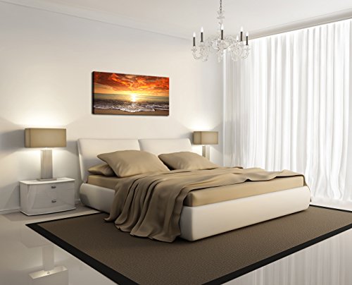 Baisuart-S0150 Canvas Prints Wall Art Sunset Ocean Beach Pictures Photo Paintings For Living Room Bedroom Home Decorations Modern Stretched And Framed Seascape Waves Landscape Giclee Artwork #TOP2