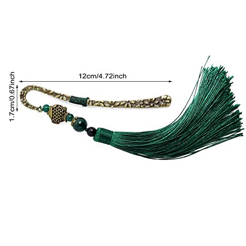 Yueton Vintage Metal Bookmarks With Tassels And Beads Chinese Style Bookmarkers Antique Brass Alloy Page Marker For Book Lovers Gift Collections #TOP1