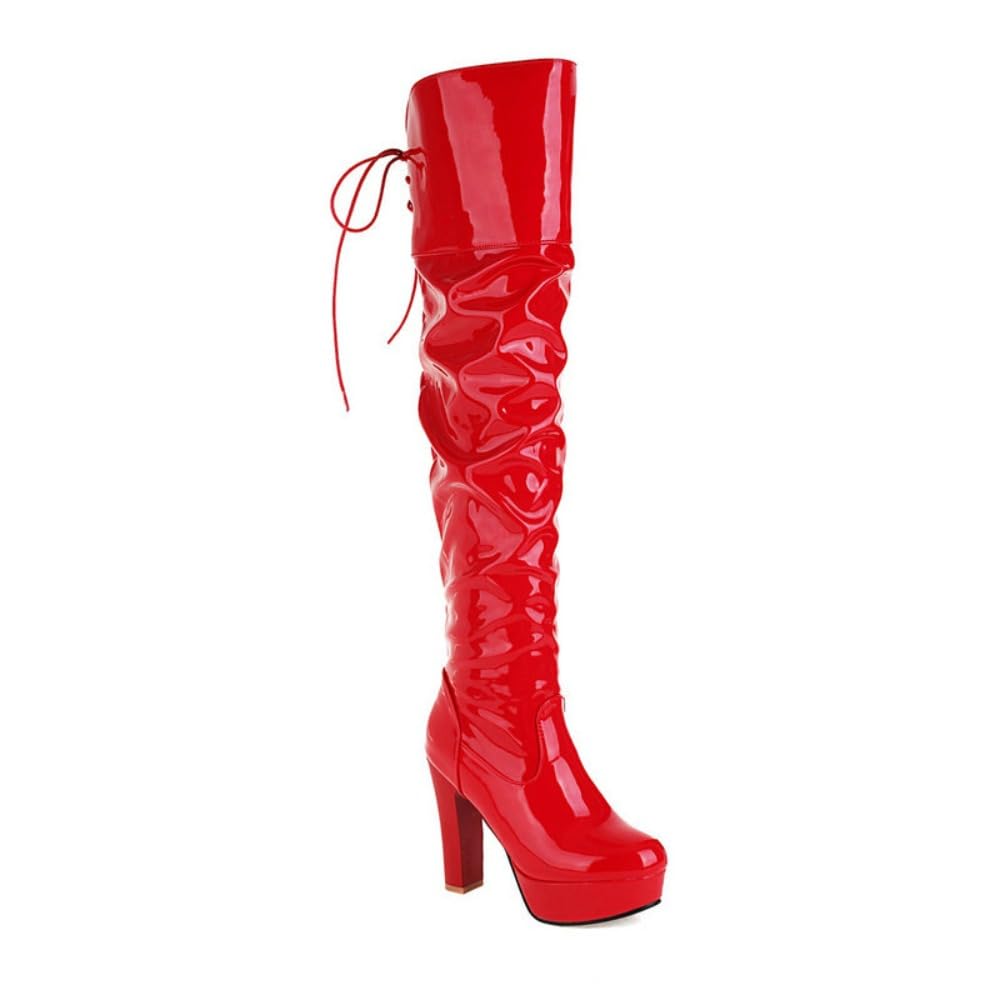 Sexy Gogo Boots Over the Knee Rave Shoes for Women Girl Ravers - Cute Lace Up Wide Calf