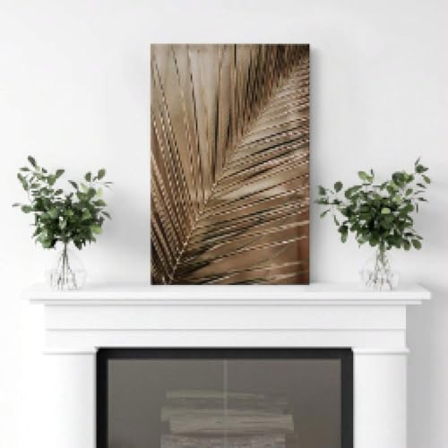 Toile feuille de palmier doré tableau nature sauvage romantique cadre 40x60