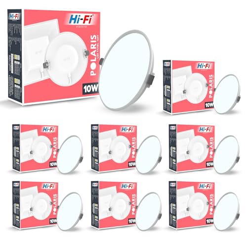 Image of elleys' Polaris Round LED Panel Light - 10W (Cool White) | Tested Upto 4kV Surge Protection | Recessed Ceiling led Light Downlight for Home & Commercial (8 Pcs)