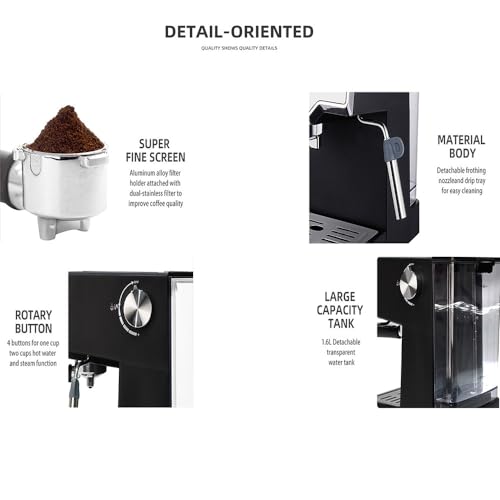 Cafetera Espresso Semiautomática con Vaporizador 1.5 L miniatura 6